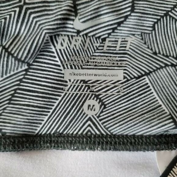 Nike Leggings Dri-Fit Capri Running Leggings Size Med Black and Gray Back Pocket - Picture 6 of 8